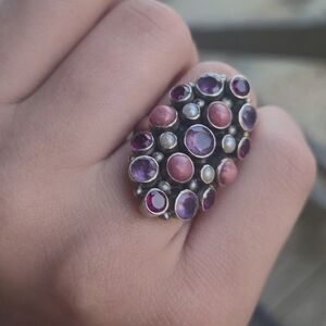 Nicky Butler 925 Sterling Silver Designer Opal Amethyst Rhodolite Garnet Ring NB
